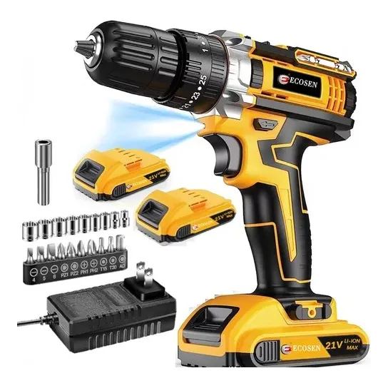 Furadeira Com Chave De Fenda Escovada 21v - 2 Baterias