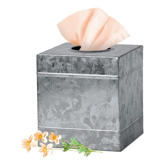 Farmhouse - Caja Tejido Cuadrado Metal Galvanizado