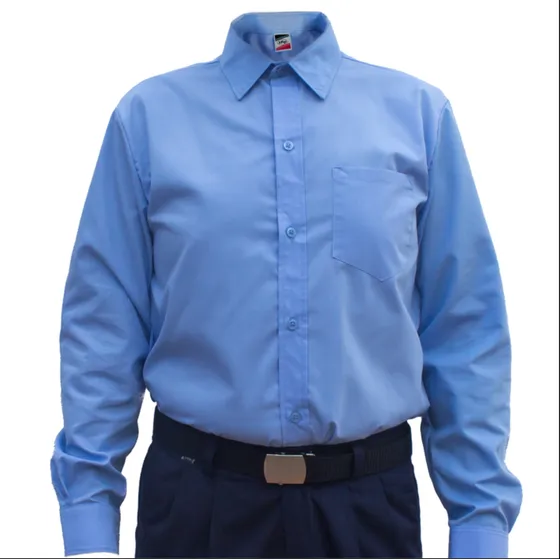 Camisa Azul Celeste Manga Larga Tela Popelina
