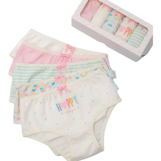 Kit 5 Calcinhas Cotton Happy