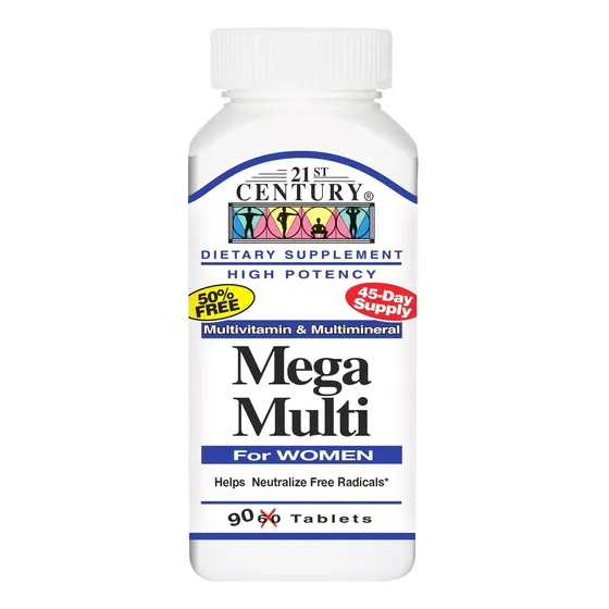 Suplemento 21st Century Mega Multi Para Mujer 90 Comprimidos