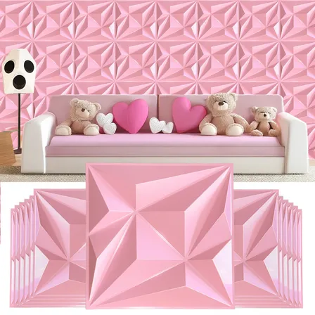 Panel Decorativo 3d De Pvc Rosa Para Pared, 30 X 30 Cm 16pcs