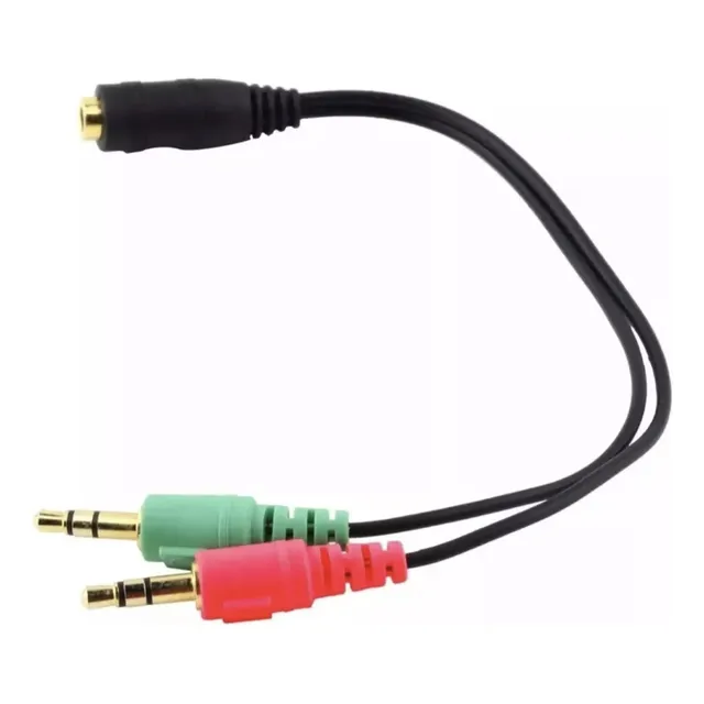 Splitter Divisor Microfono Audifono 3.5mm 2 Machos 1 Hembra