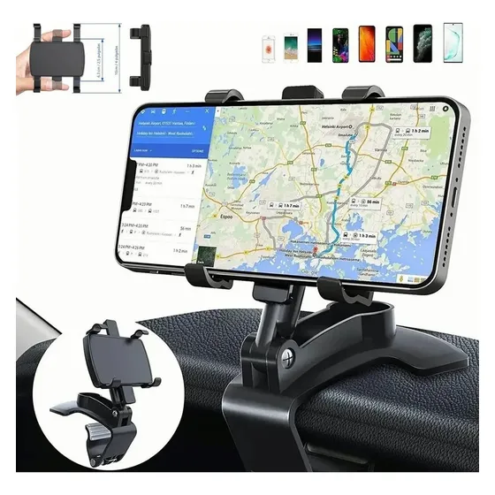Suporte Veicular 360º Para Celular E Gps De Painel Preto