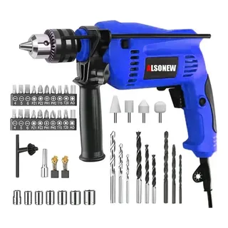 Kit De Herramientas Con Percutor Rotativo Alsonew De 1/2 Pulgada Y 870 W Con Brocas, Azul