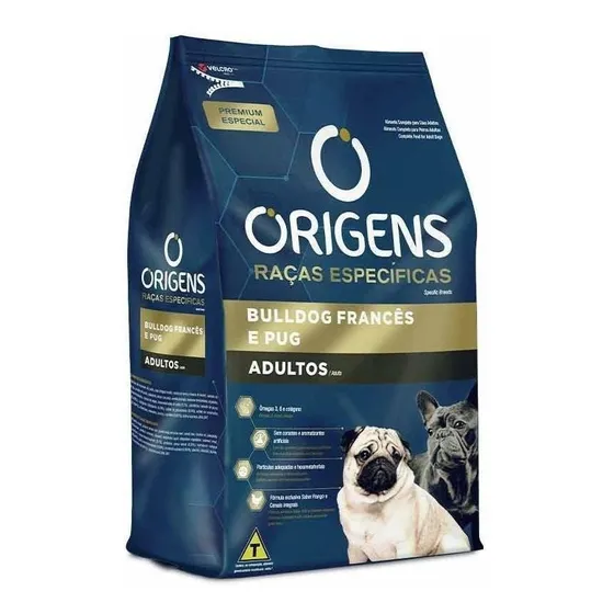 Alimento Origens Premium Especial Raças Específicas Bulldog Francês E Pug para cão adulto de raza pequena sabor frango y cereais de 10.1 kg