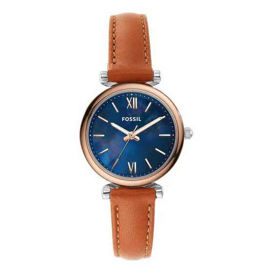 Reloj Fossil Carlie Mini Es4701 De Piel De Acero Inoxidable