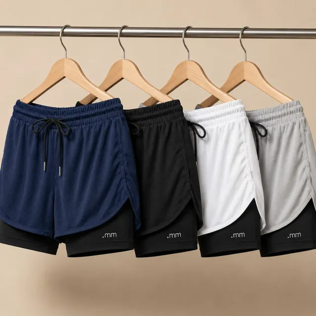 Kit 4 Short Fitness Feminino 2 Em 1 Compressão Cintura Alta Preto Branco Azul Ma
