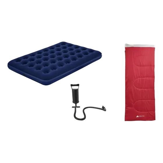 Colchón Inflable Individual +sleeping Bag +bomba Aire Manual
