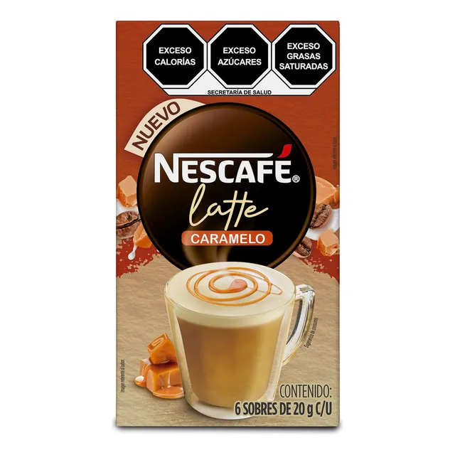 Café Nescafé Latte Caramelo 120gr - 6 sobres de 20 gr c/u
