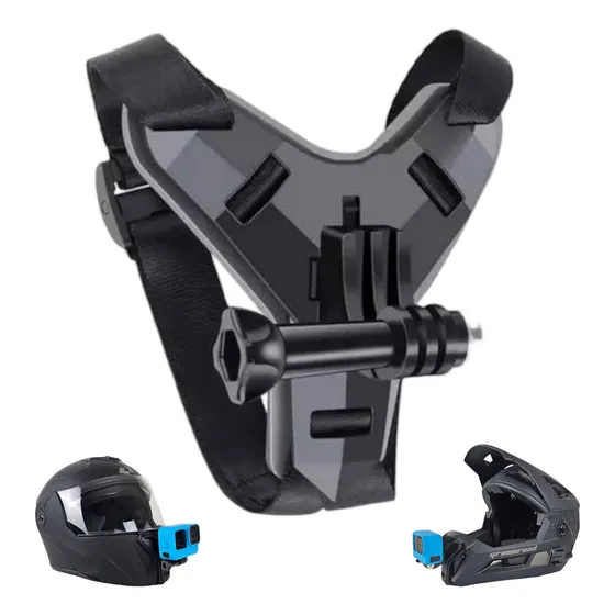 Soporte Casco, Montura Para Go Pro Dji, Moto / Mtb Color Negro
