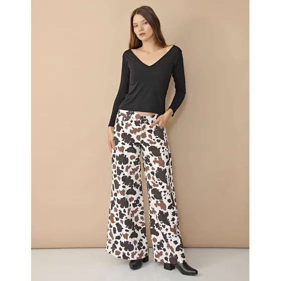 Pantalon Zaira Jeans Palazzo Abiertos De Mujer