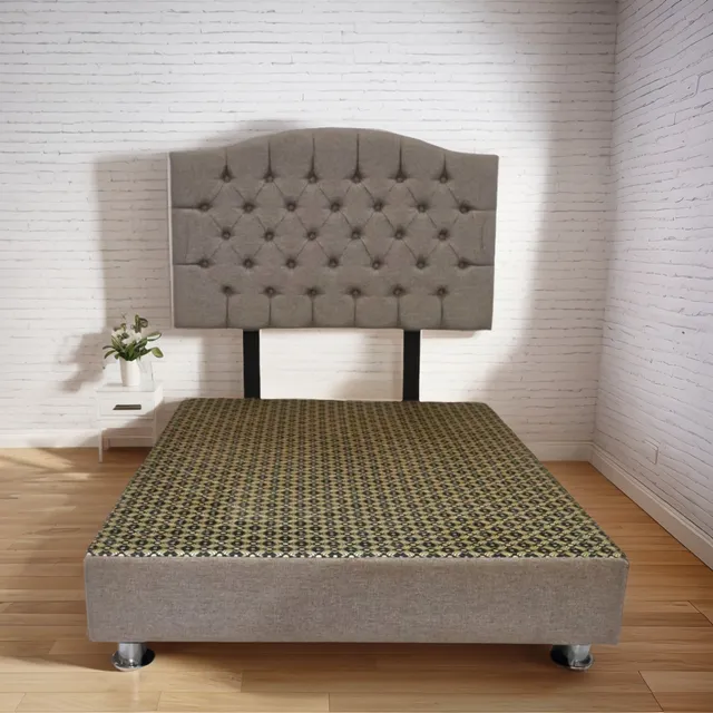 Cama Tapizada Varsovia - 1.5 Plz - Color Beige Oscuro