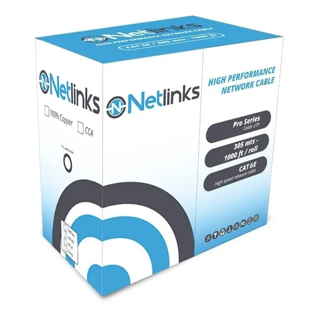 Cable Utp Cat 6 E Bobina 305 Metros Netlinks Red Cat6e