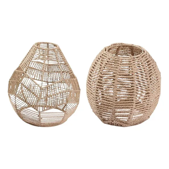 2x Pantalla Colgante De Mimbre Colgante Retro Para