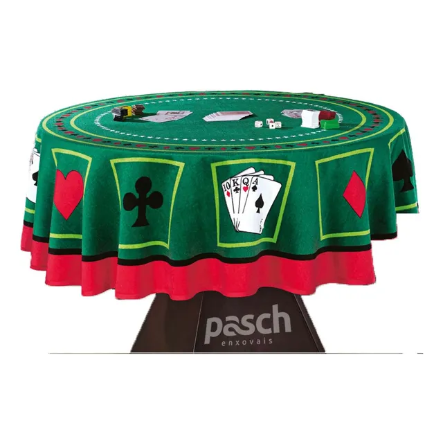 Toalha De Mesa Jogos Baralho Aveludada Redonda 160cm Teka
