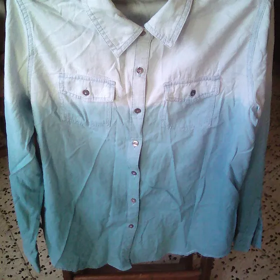 Camisa Larga Jeans Mujer Adulto Color Azul Otoño