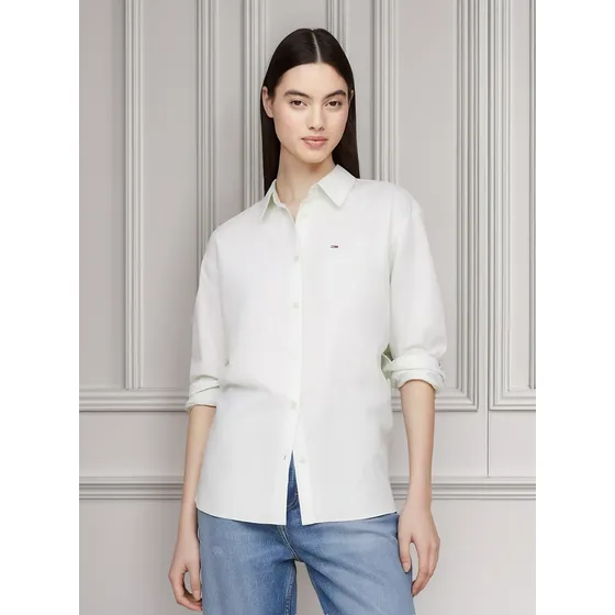 Camisa Blanca De Rayas Y Corte Holgado Tommy Jeans