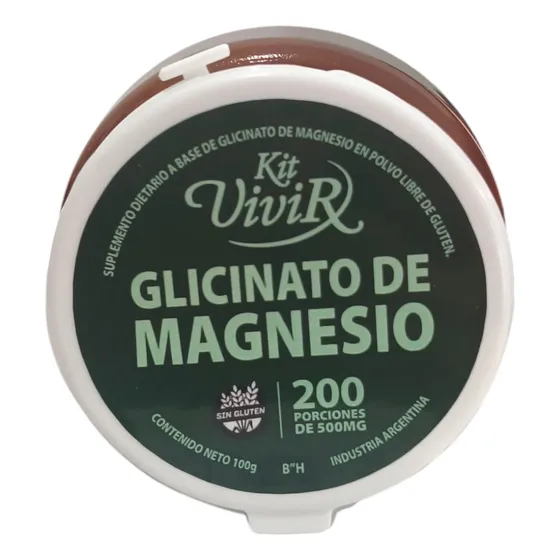 Glicinato De Magnesio Kit Vivir 200 Porciones S/tacc