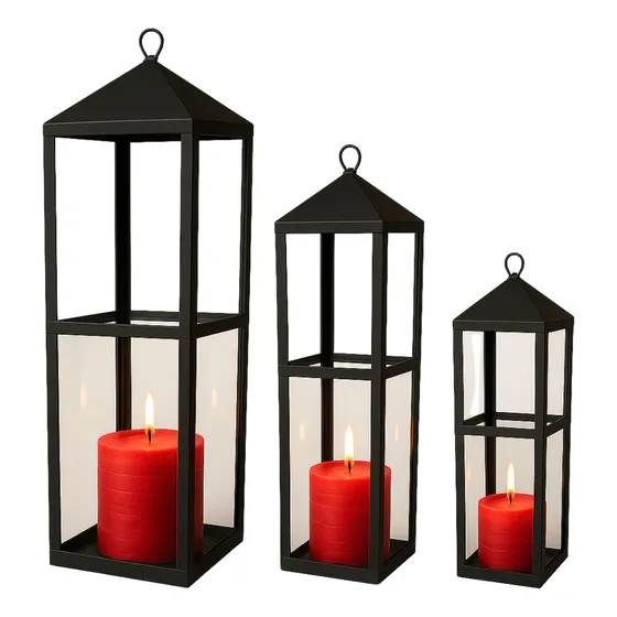 Pack X 3 Farol Fanal Vela Exterior Intemperie Jardin 9007
