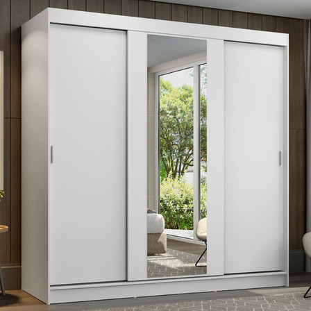 Guarda-roupa Casal Armário Quarto Reno Madesa 3 Portas De Correr Esp Branco 1095h91e Guarda-roupa Casal Armário Quarto Reno Madesa 3 Portas De Correr Esp Branco 1095h91e