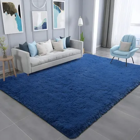 Tapete 2,00x1,50 Felpudo Sala E Quarto Diversas Cores Macio Cor Azul 2 M
