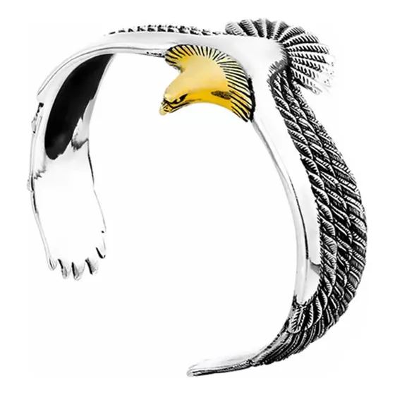 Pulseira De Águia Punk Rock Em Prata Esterlina S925