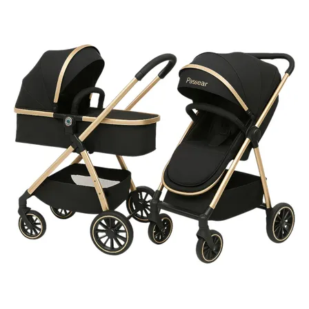 Carrinho 3 Em 1 Move - Qb747-9 Preto Golden Preto Golden