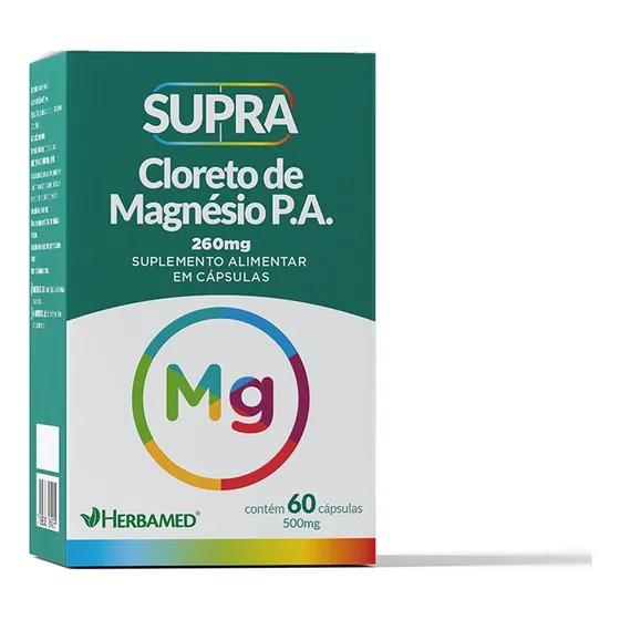 Cloreto De Magnésio P.a. Supra Herbamed C/ 60 Caps. De 500mg Sabor Sem Sabor