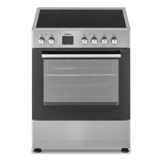Cocina Eléctrica Vitroceramica Atma 4 hornallas Acero Inoxidable CCV060X 220V puerta con visor