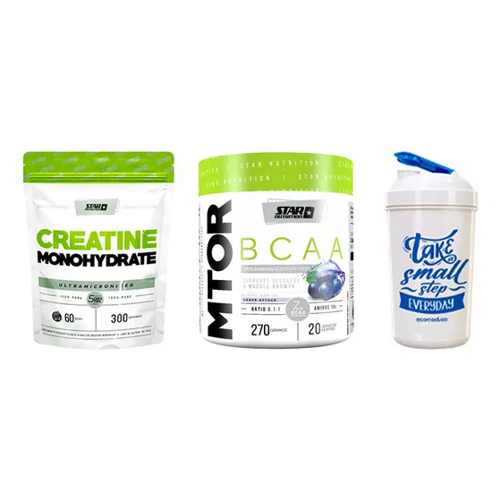 Star Nutrition Combo Creatina X300 Gr + Mtor Bcaa X270 Gr Grape Attack + Shaker