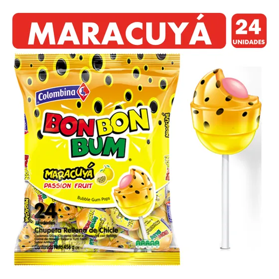 Bon Bon Bum Maracuya - Chupeton Colombina (bolsa Con 24 U)