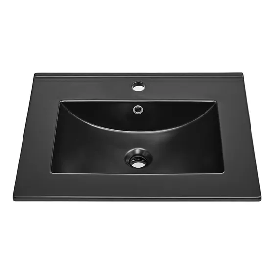 Bacha Encimera 60 Cm De Baño En Loza Negra Acra