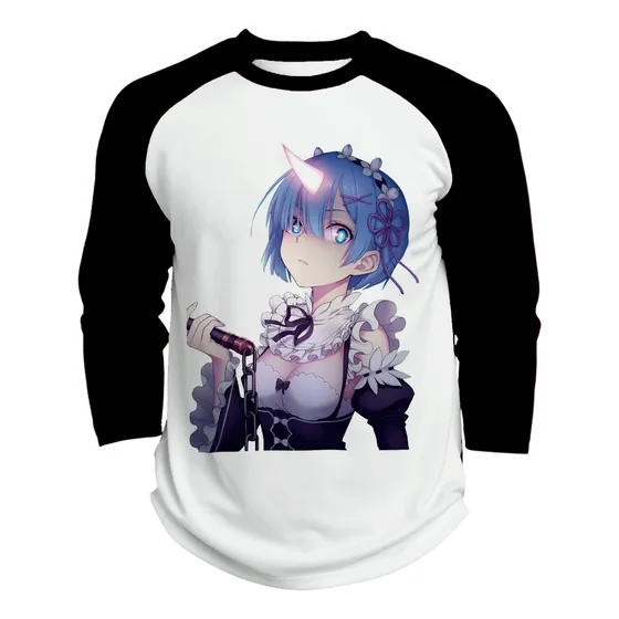 Playera Raglan 3/4 Anime Re Zero Rem Waifu #899