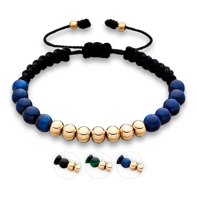Pulsera Central De Oro Laminado De 18k + Cuarzos Naturales