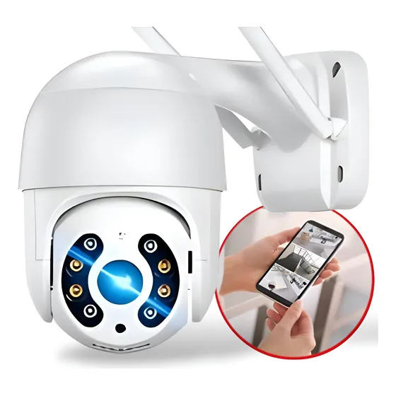 Câmera De Segurança Icsee Full Hd Externa Wifi Prova D'agua Branco