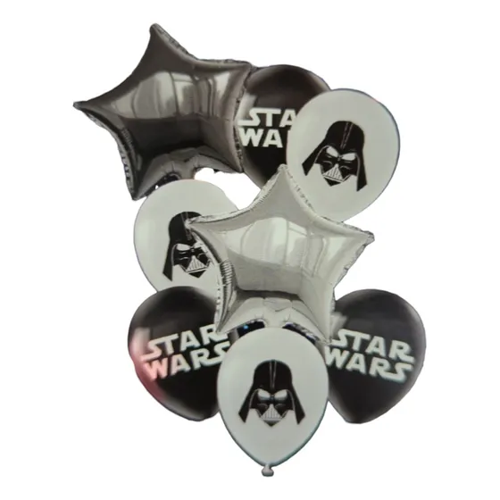 Set 8 Globos Star Wars Darth Vader Feliz Cumple Happy