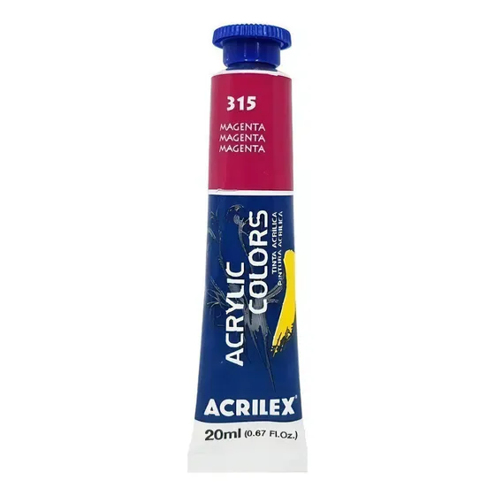 Pintura acrílica de colores acrílicos, tubo Acrilex de 20 ml, color 315, magenta