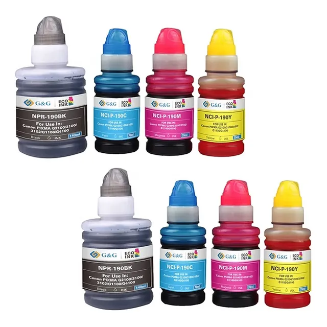 2 Pack Tinta 4 Colores Gi-190 Para Canon G2100 G2110 G3110