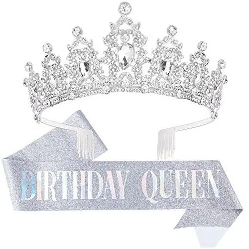 Corona Y Banda De Reina Velscrun De Feliz Cumpleaños, Corona