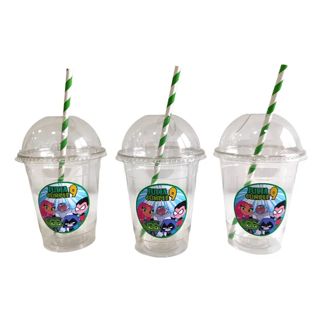 Vasos Jóvenes Titanes Personalizados Cumpleaños Descartables