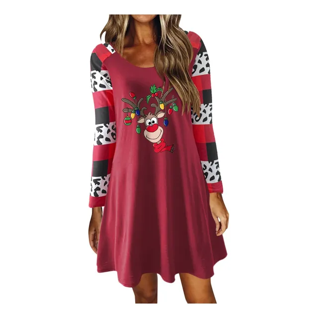 Vestido Navidad Para Niña Manga Larga Cintura Imperio Suelto