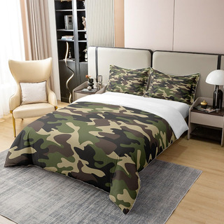 Jejeloiu Juego De Funda De Edredón De Camuflaje 100% Algodón Jejeloiu Juego De Funda De Edredón De Camuflaje 100% Algodón