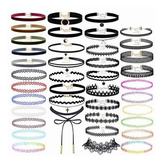 Collar Gargantilla Accesorios Mujer Negro Encaje Gotico 40pz Collar Gargantilla Accesorios Mujer Negro Encaje Gotico 40pz