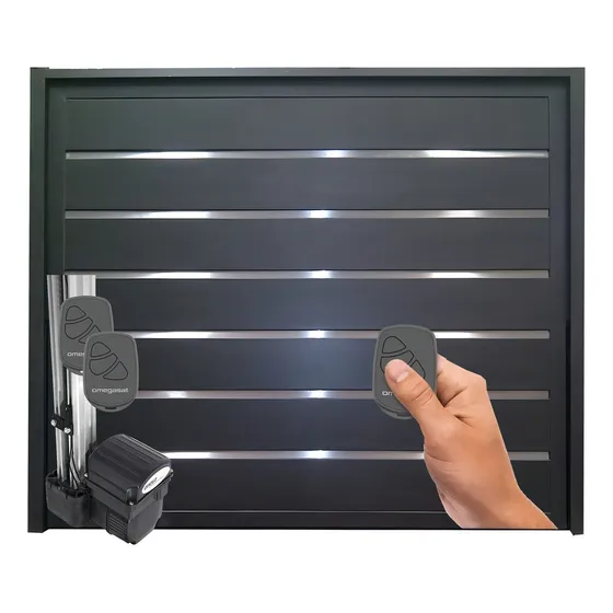 Portones levadizos 2.55x2.05m con motor y 2 controles color gris oscuro