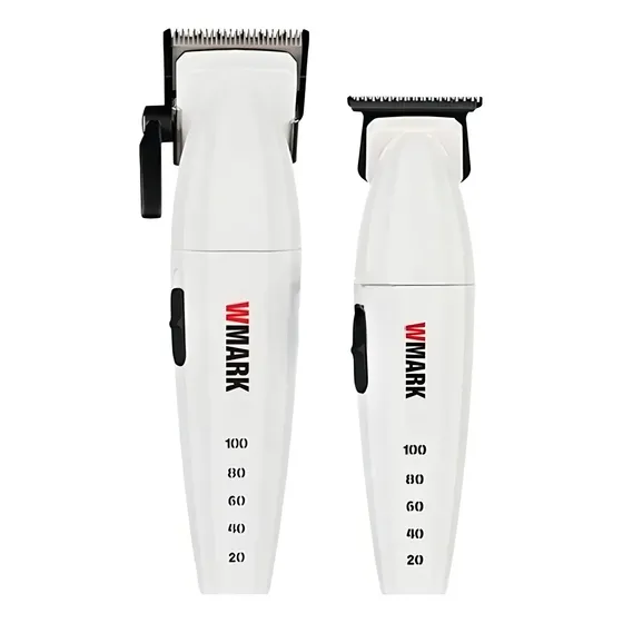 Barber Combo Ng8632 Wmark Cortapelo + Patillera 9000 Rpm Blanco