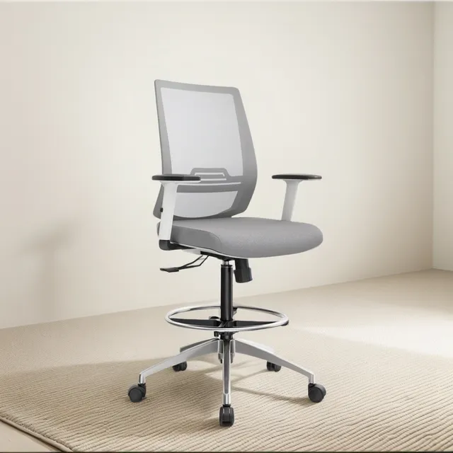 Silla Cajero Ergonómica Think Gris Aluminio Ofideas Gris Tela