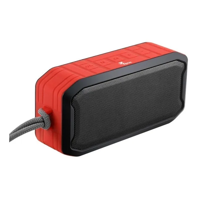 Parlante Xtech Malloy XTS-621 portátil con bluetooth waterproof negro y rojo