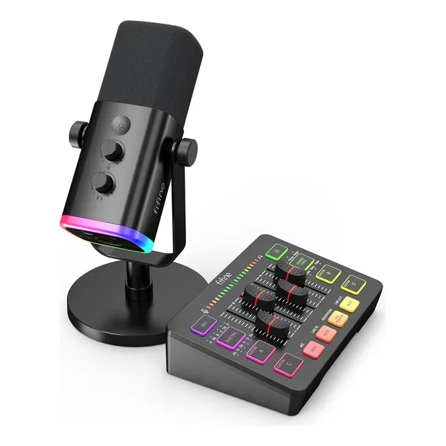 Microfono Xlr Fifine Am8 + Mixer Fifine Sc3 Streaming Y +