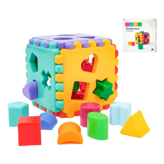 Juego Encastre Cubo Didactico Bloques Formas Niños Color Multicolor